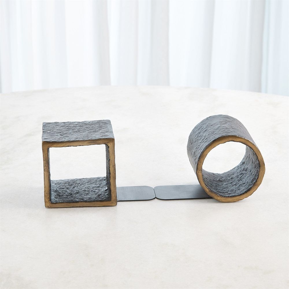 Bookends Geometry Bookends-Iron/Gold-Pair