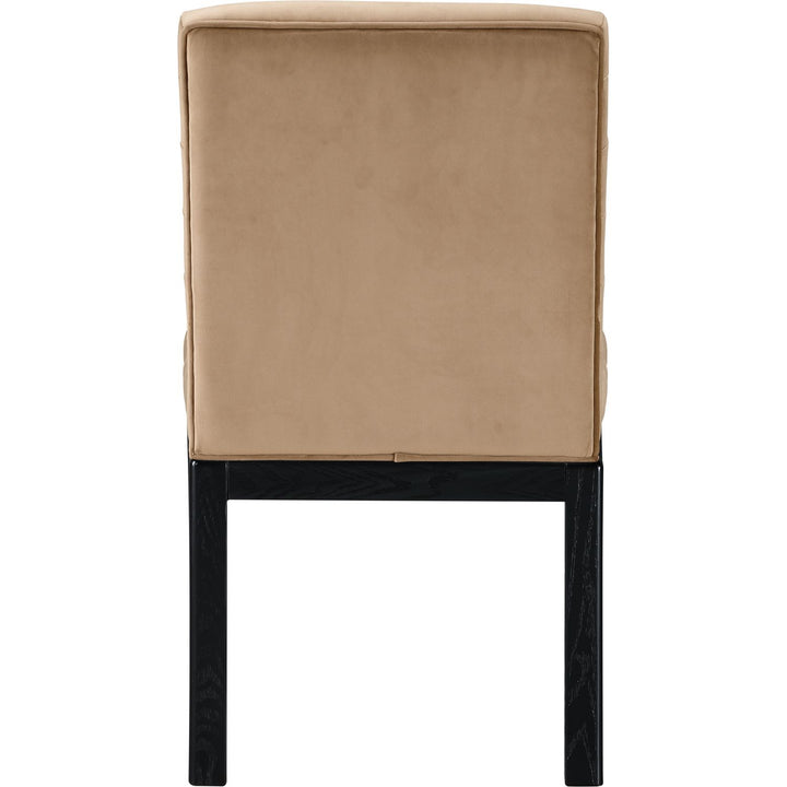 Evelyn Velvet Upholstered Dining Chair — Beige / Stained Black