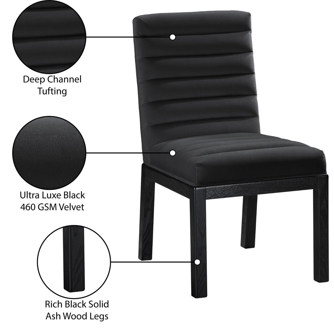 Evelyn Velvet Upholstered Dining Chair — Black / Stained Black