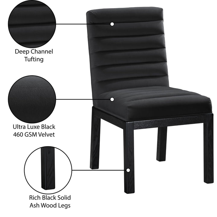 Evelyn Velvet Upholstered Dining Chair — Black / Stained Black