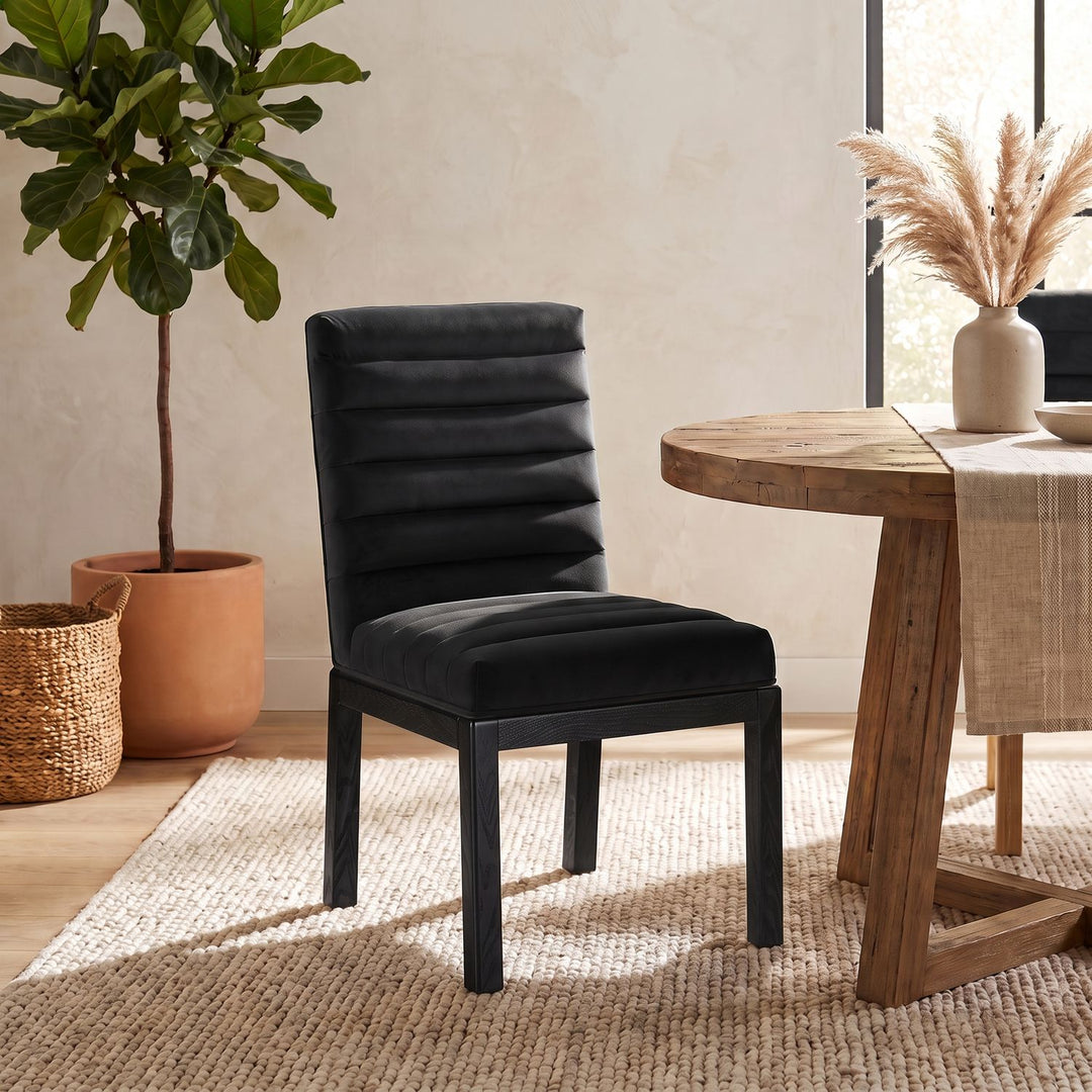 Evelyn Velvet Upholstered Dining Chair — Black / Stained Black