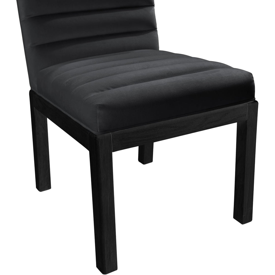 Evelyn Velvet Upholstered Dining Chair — Black / Stained Black