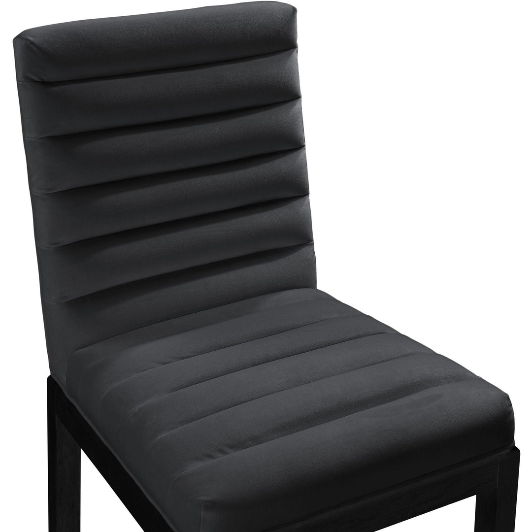 Evelyn Velvet Upholstered Dining Chair — Black / Stained Black