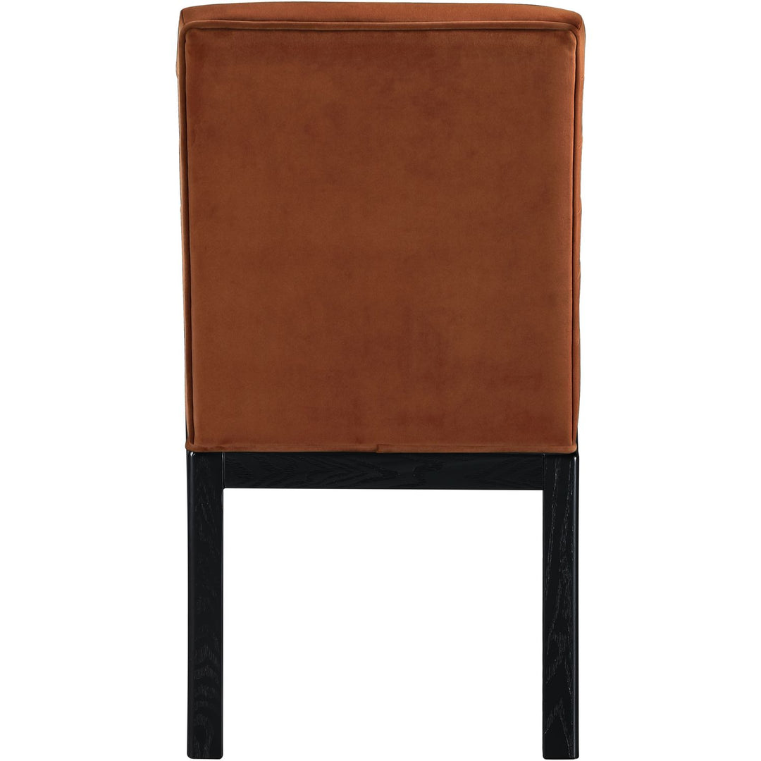 Evelyn Velvet Upholstered Dining Chair — Cognac / Stained Black