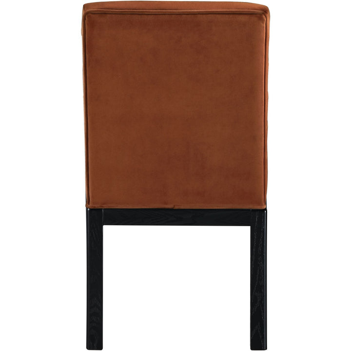 Evelyn Velvet Upholstered Dining Chair — Cognac / Stained Black