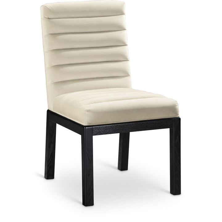 Evelyn Velvet Upholstered Dining Chair — Cream / Stained Black