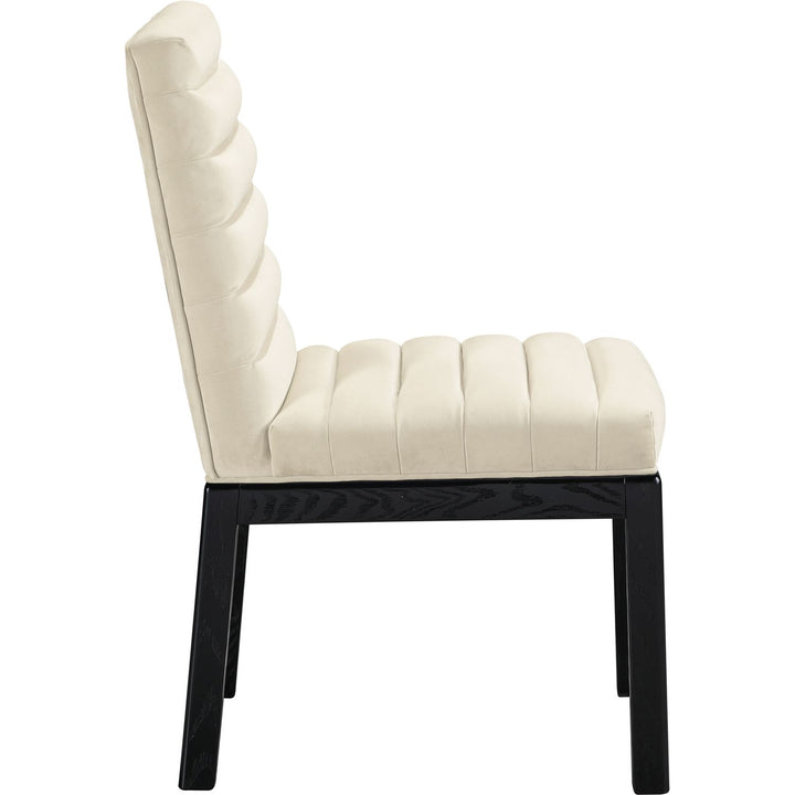 Evelyn Velvet Upholstered Dining Chair — Cream / Stained Black