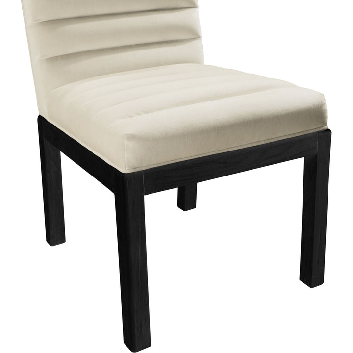 Evelyn Velvet Upholstered Dining Chair — Cream / Stained Black