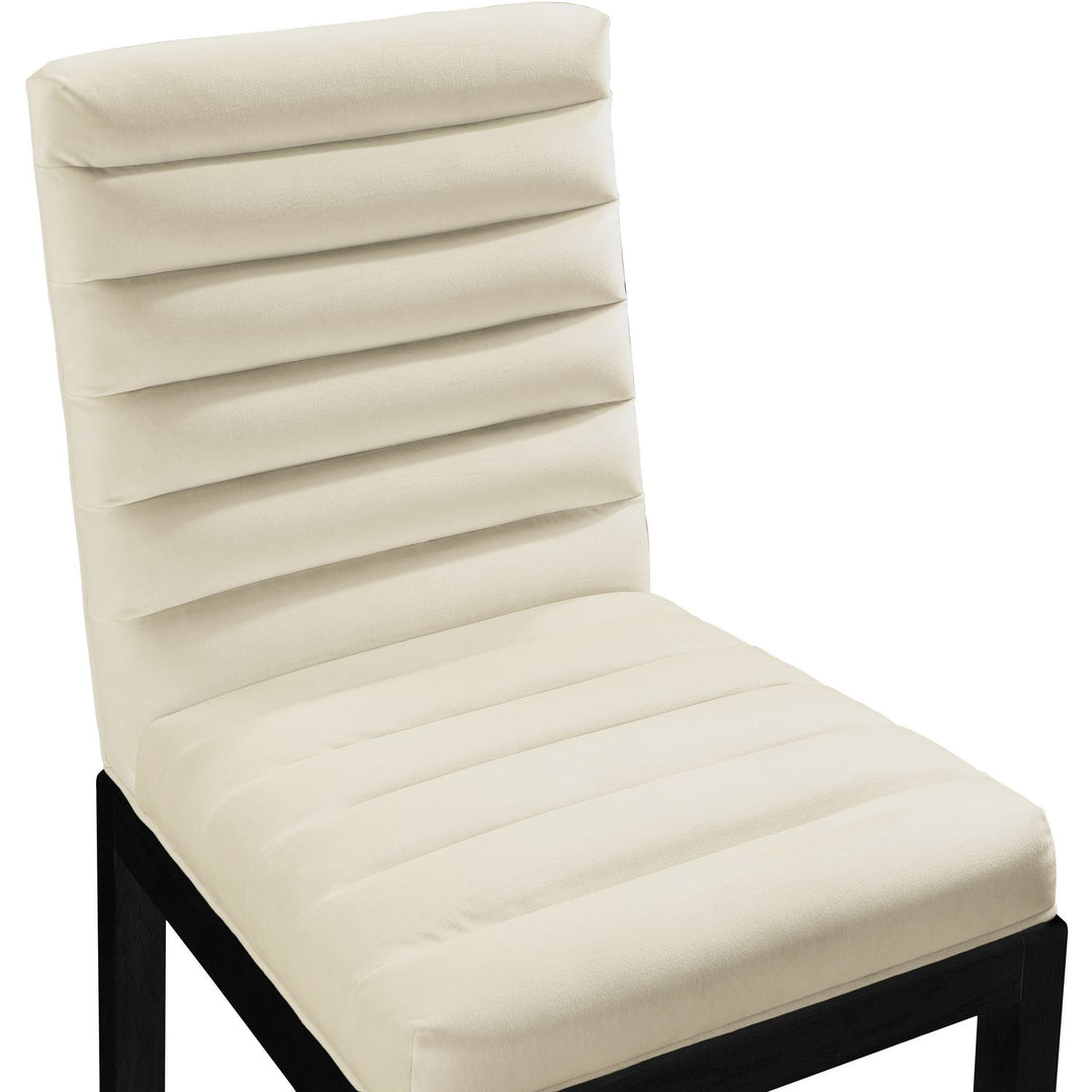 Evelyn Velvet Upholstered Dining Chair — Cream / Stained Black