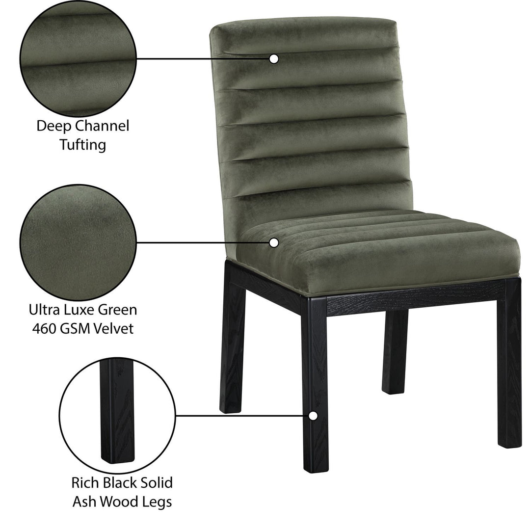 Evelyn Velvet Upholstered Dining Chair — Green / Stained Black