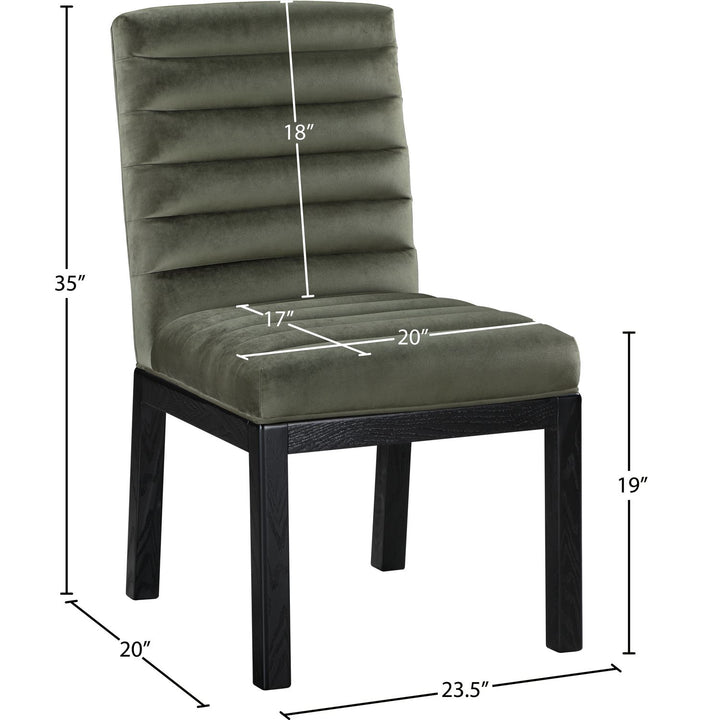 Evelyn Velvet Upholstered Dining Chair — Green / Stained Black