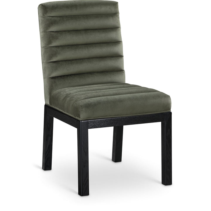 Evelyn Velvet Upholstered Dining Chair — Green / Stained Black