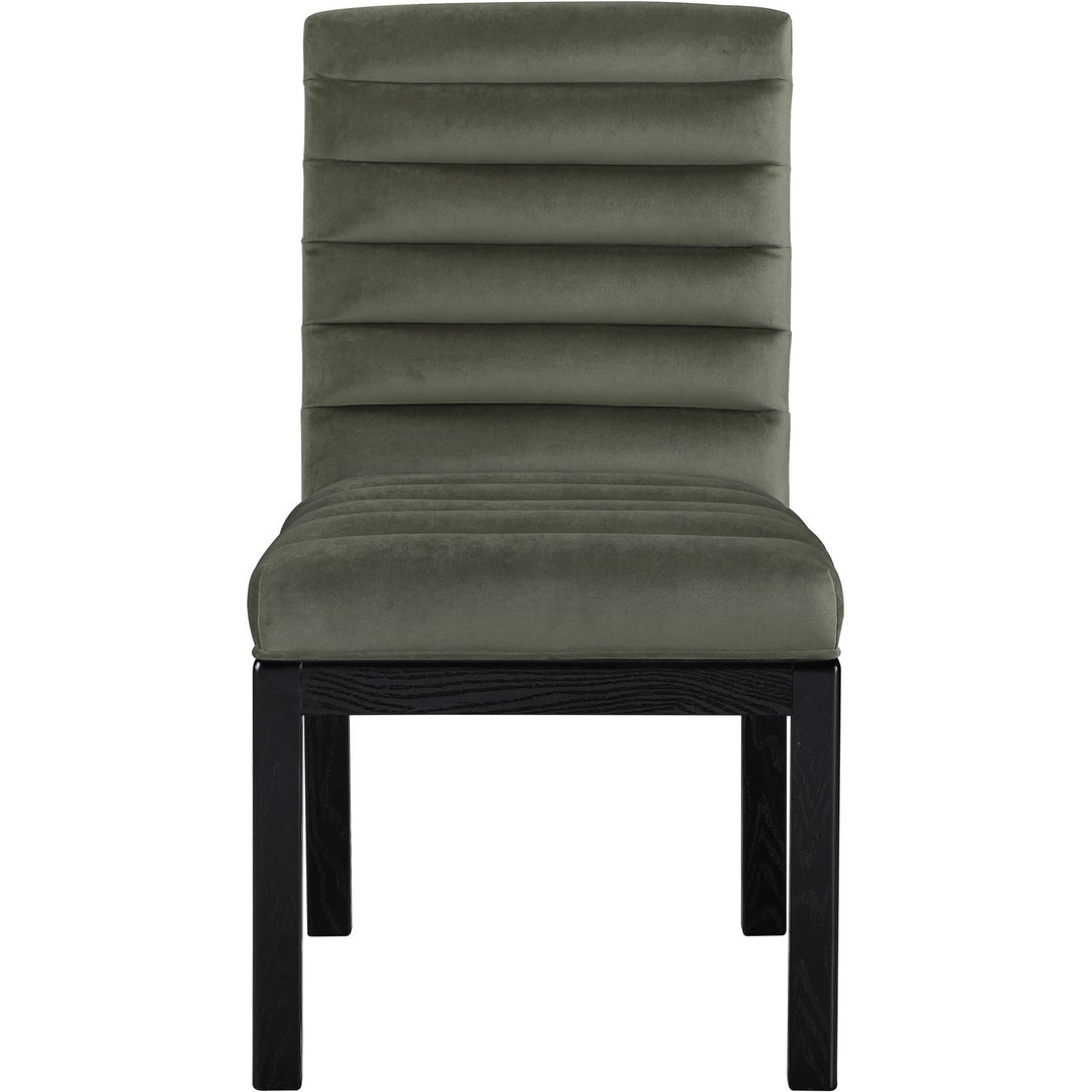 Evelyn Velvet Upholstered Dining Chair — Green / Stained Black