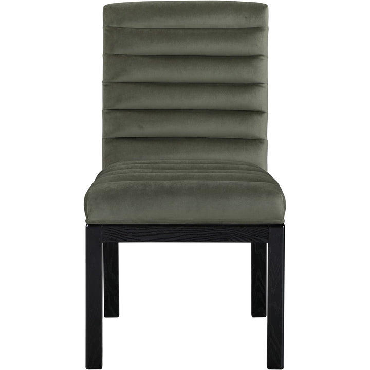 Evelyn Velvet Upholstered Dining Chair — Green / Stained Black