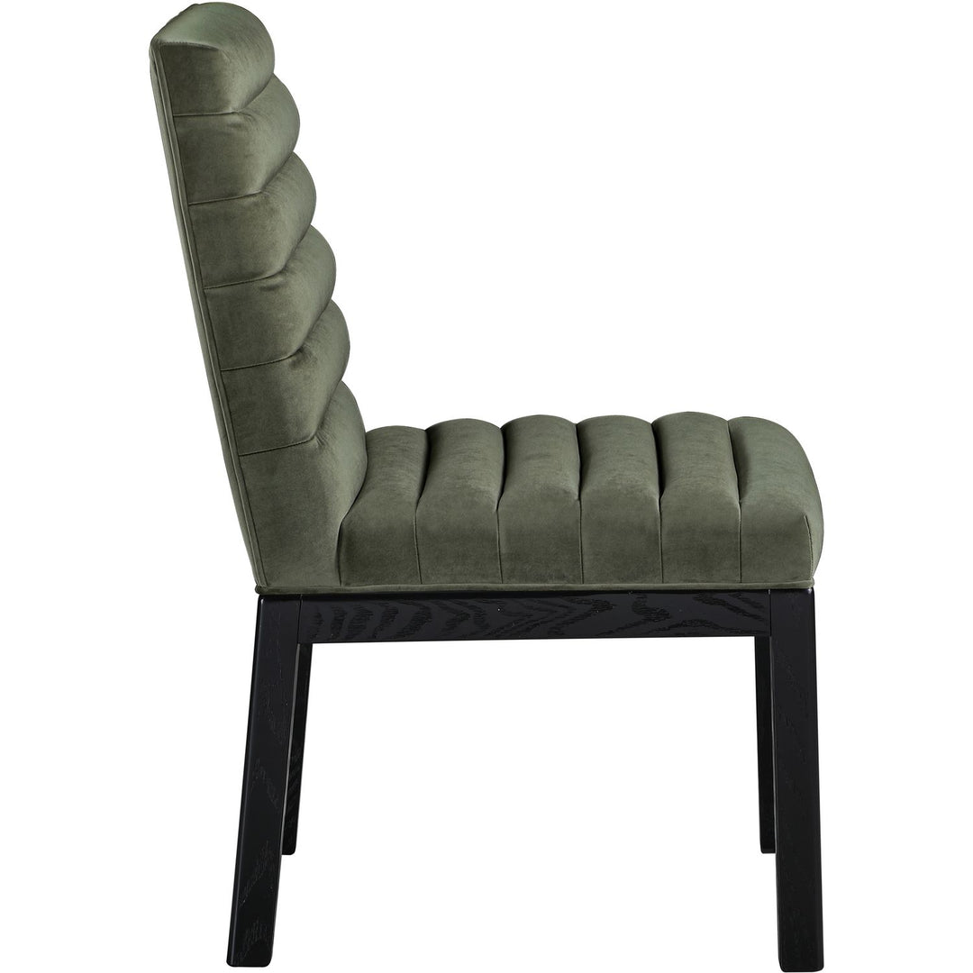 Evelyn Velvet Upholstered Dining Chair — Green / Stained Black