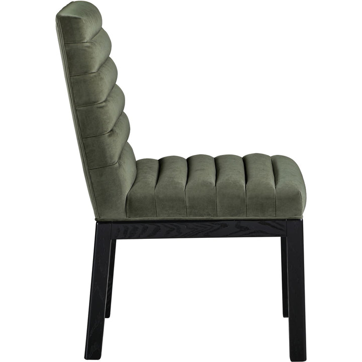Evelyn Velvet Upholstered Dining Chair — Green / Stained Black