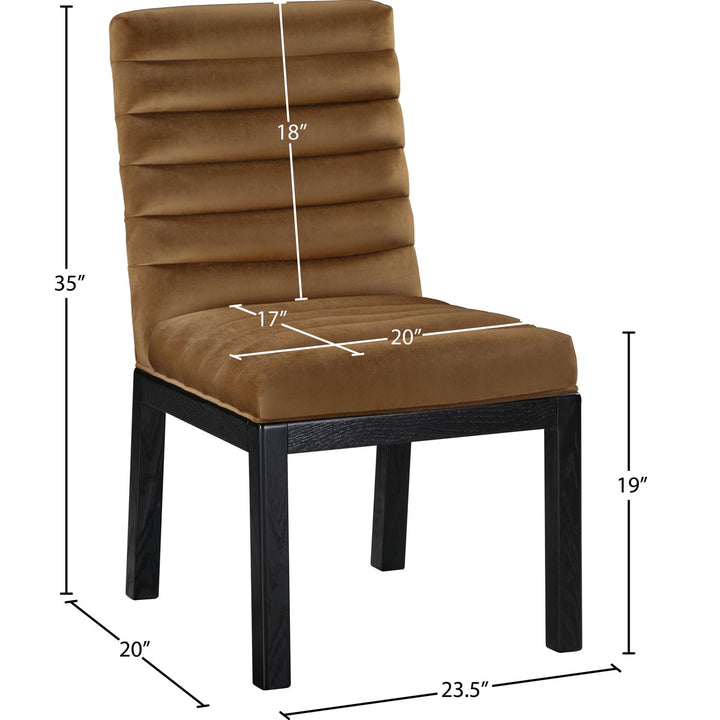 Evelyn Velvet Upholstered Dining Chair — Saddle / Stained Black