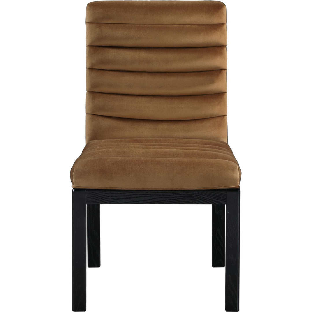 Evelyn Velvet Upholstered Dining Chair — Saddle / Stained Black