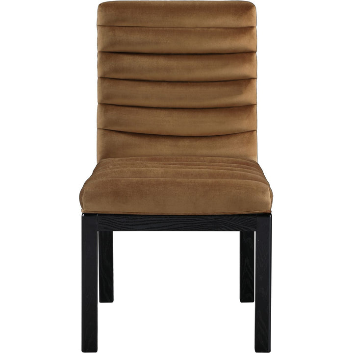Evelyn Velvet Upholstered Dining Chair — Saddle / Stained Black