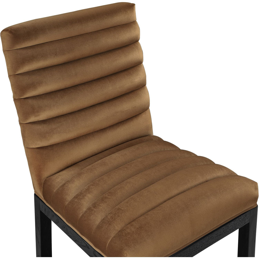 Evelyn Velvet Upholstered Dining Chair — Saddle / Stained Black