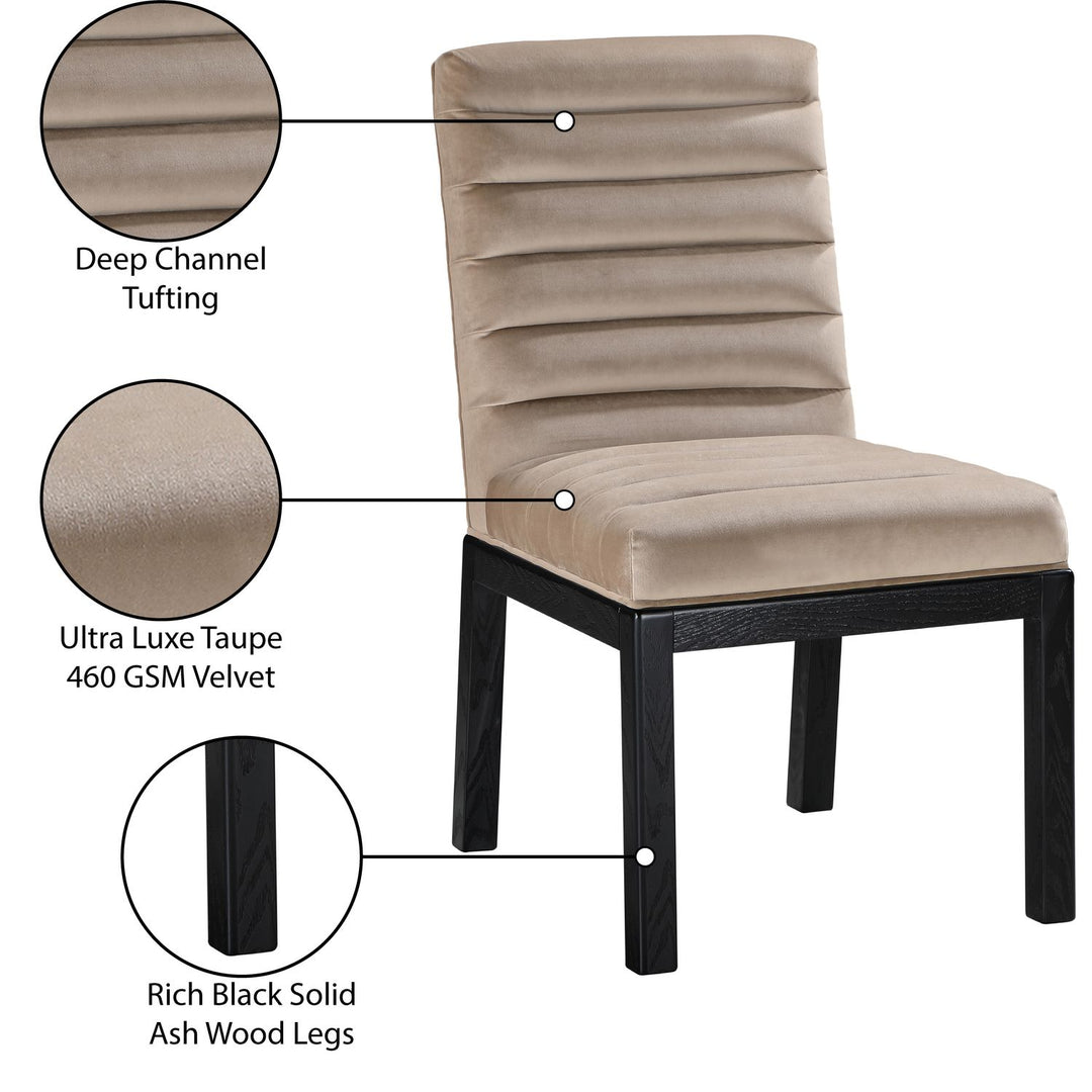 Evelyn Velvet Upholstered Dining Chair — Taupe / Stained Black