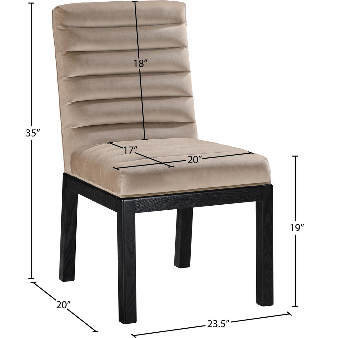 Evelyn Velvet Upholstered Dining Chair — Taupe / Stained Black