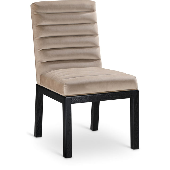 Evelyn Velvet Upholstered Dining Chair — Taupe / Stained Black