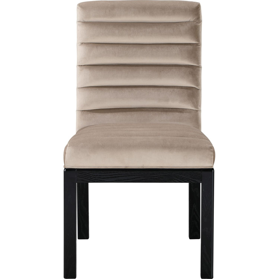 Evelyn Velvet Upholstered Dining Chair — Taupe / Stained Black
