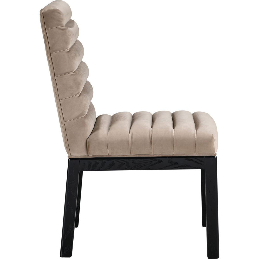 Evelyn Velvet Upholstered Dining Chair — Taupe / Stained Black