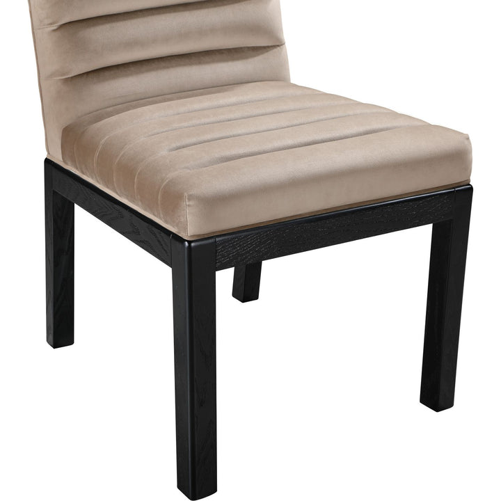 Evelyn Velvet Upholstered Dining Chair — Taupe / Stained Black