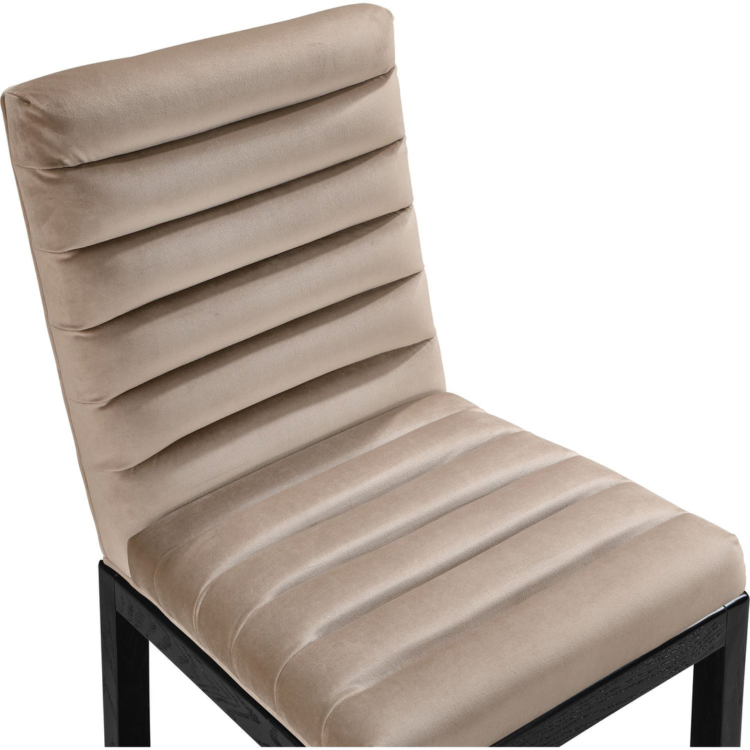 Evelyn Velvet Upholstered Dining Chair — Taupe / Stained Black