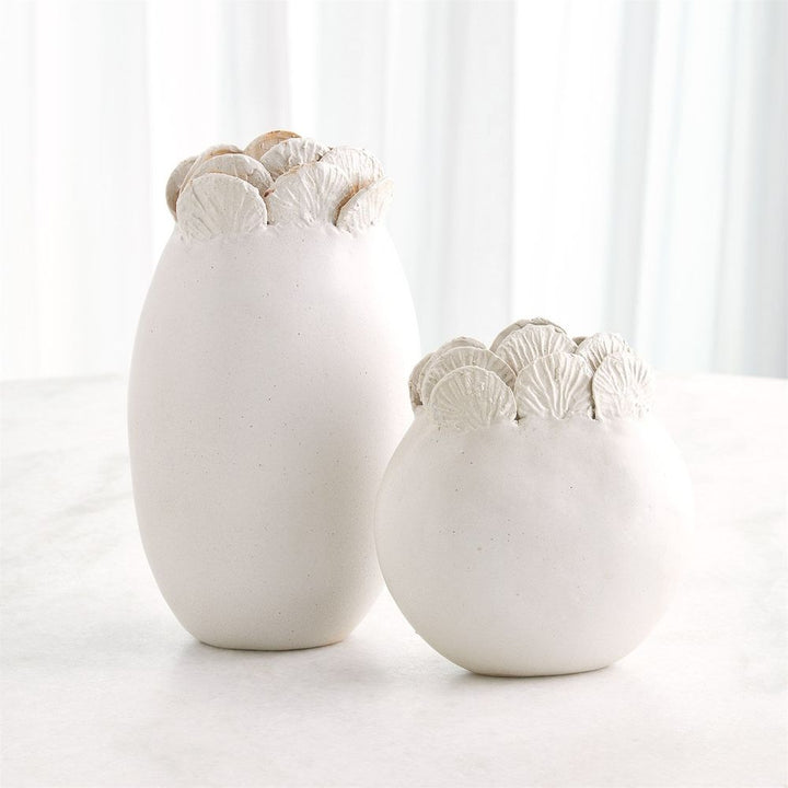 Sand Dollar Vase-White-Sm