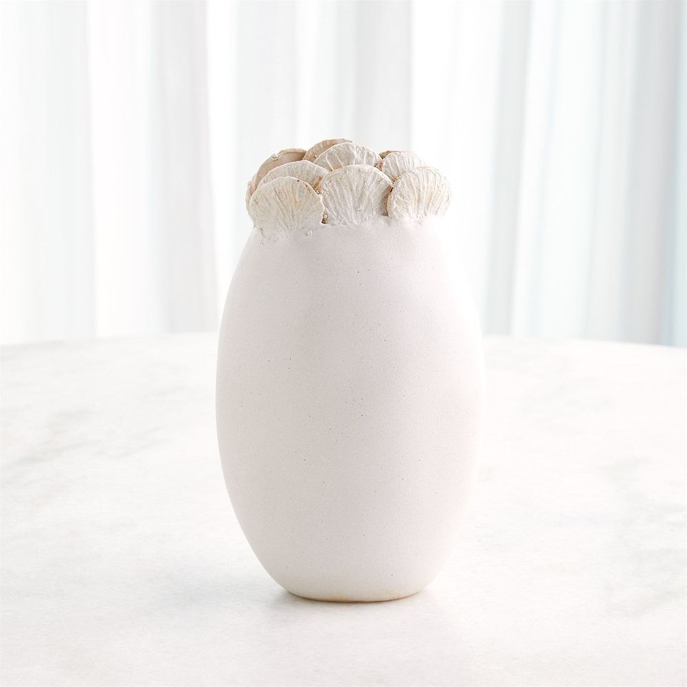 Sand Dollar Vase-White-Sm