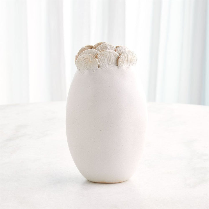 Sand Dollar Vase-White-Lg