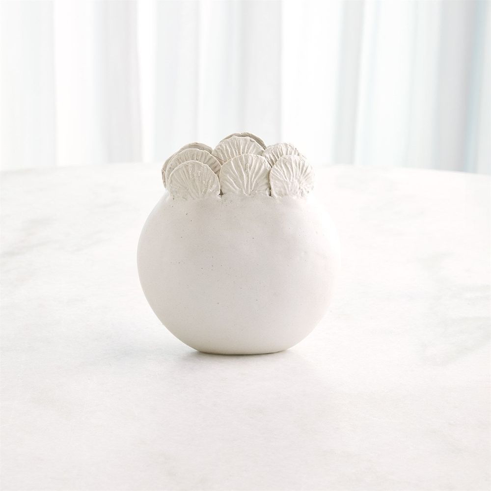 Sand Dollar Vase-White-Lg