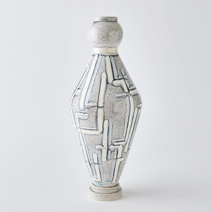 Spindle Vase-Grey/Blue Painted-Med