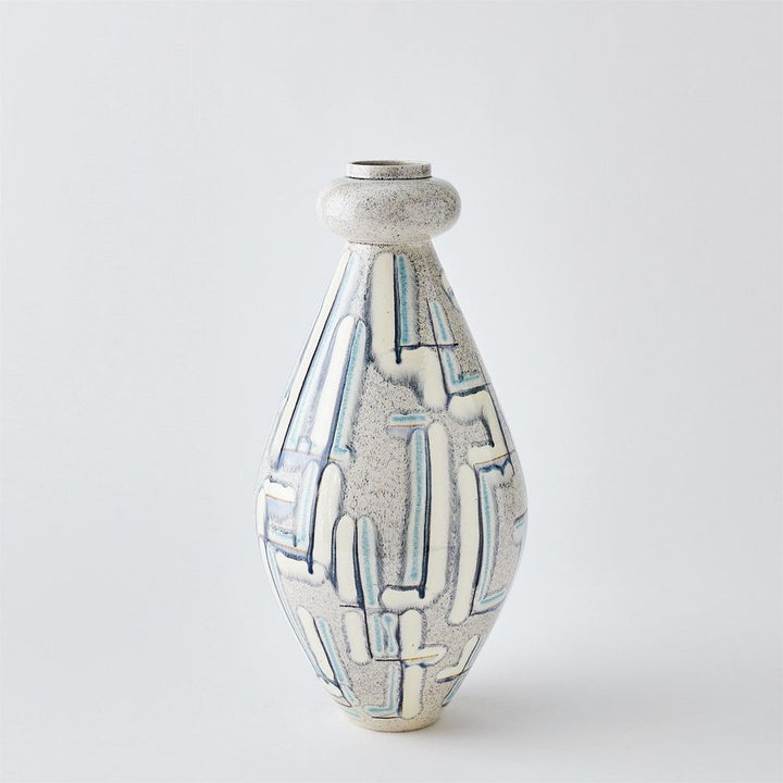 Spindle Vase-Grey/Blue Painted-Lg