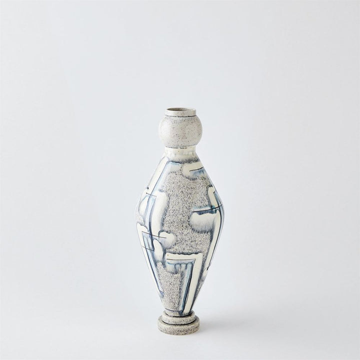 Spindle Vase-Grey/Blue Painted-Med