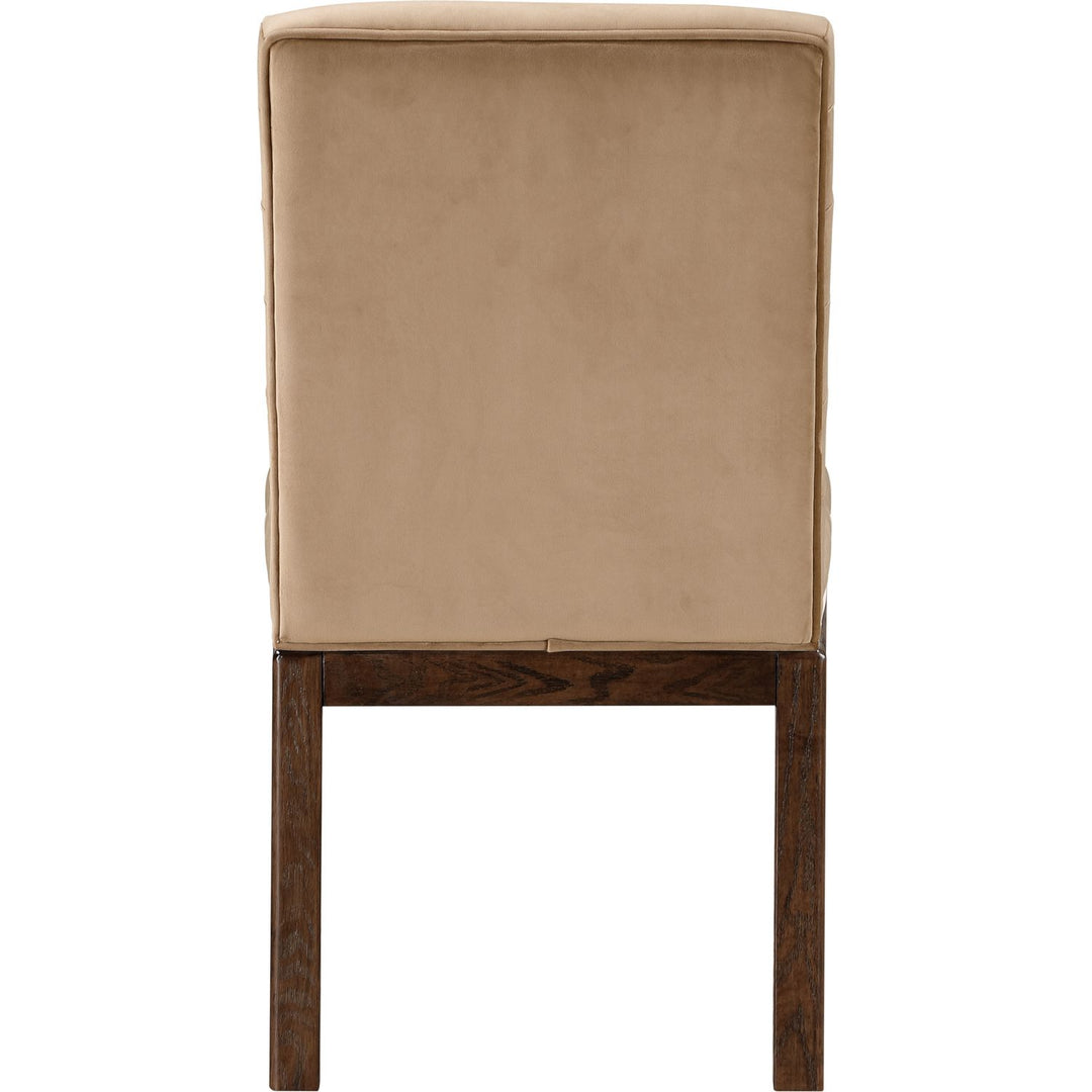 Evelyn Velvet Upholstered Dining Chair — Beige / Stained Walnut