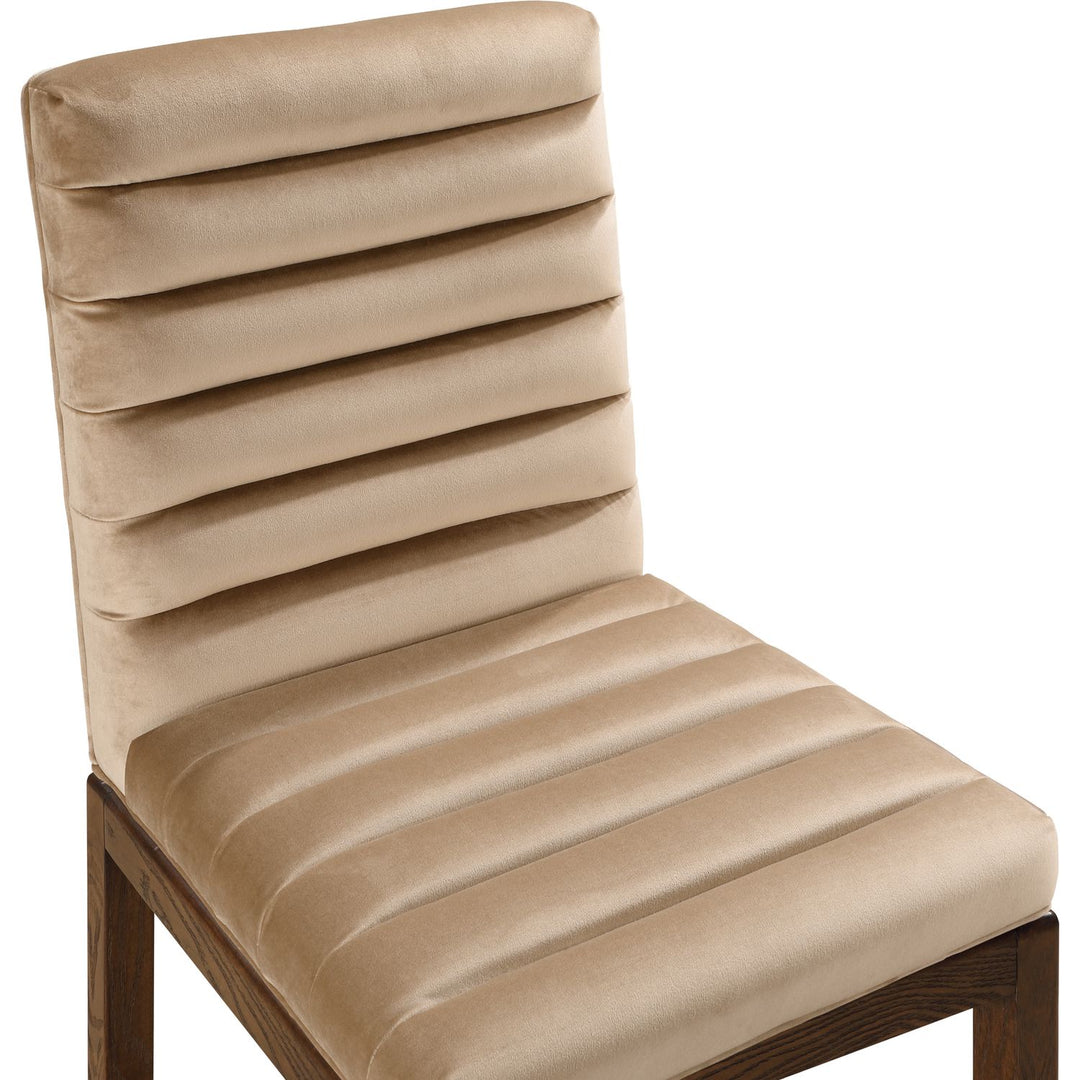 Evelyn Velvet Upholstered Dining Chair — Beige / Stained Walnut