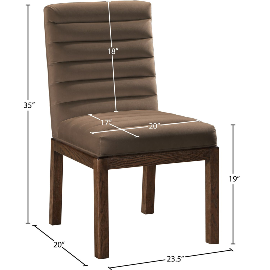 Evelyn Velvet Upholstered Dining Chair — Brown / Stained Walnut