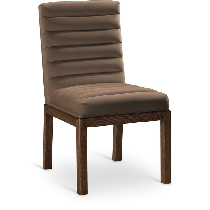 Evelyn Velvet Upholstered Dining Chair — Brown / Stained Walnut