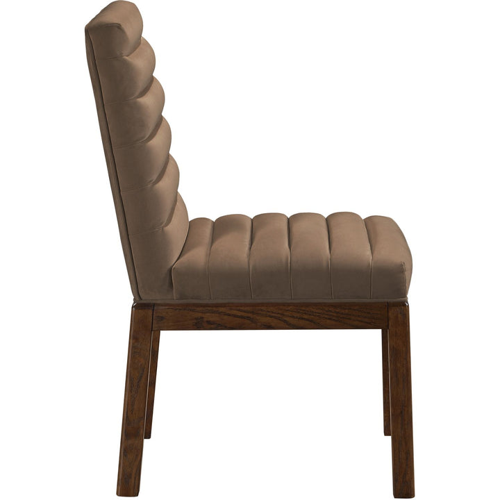 Evelyn Velvet Upholstered Dining Chair — Brown / Stained Walnut