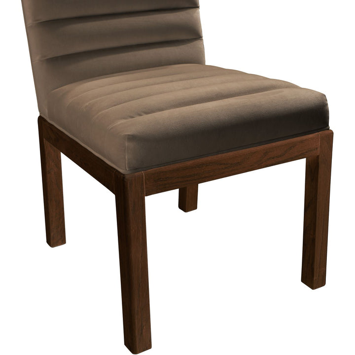 Evelyn Velvet Upholstered Dining Chair — Brown / Stained Walnut