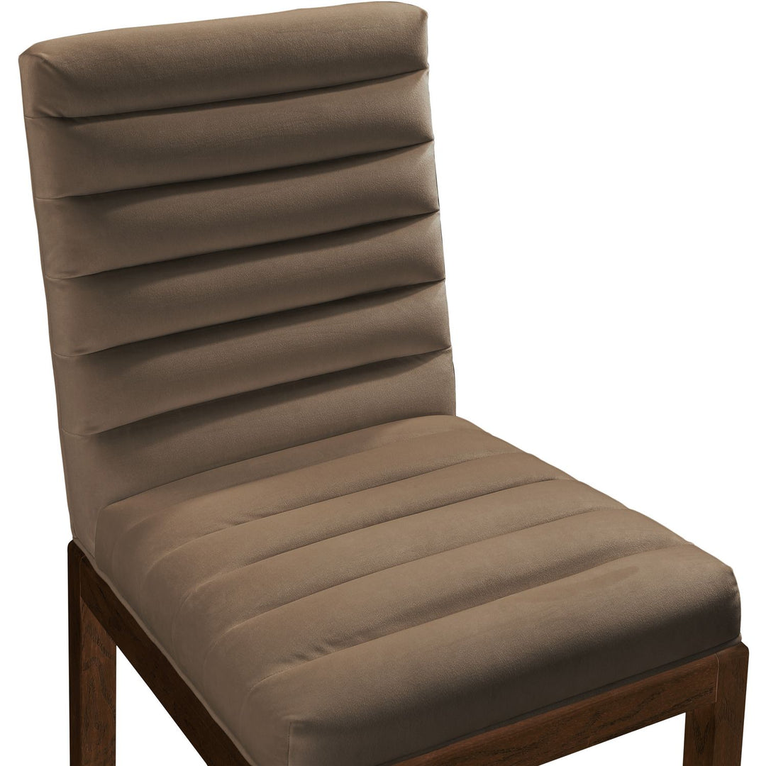 Evelyn Velvet Upholstered Dining Chair — Brown / Stained Walnut