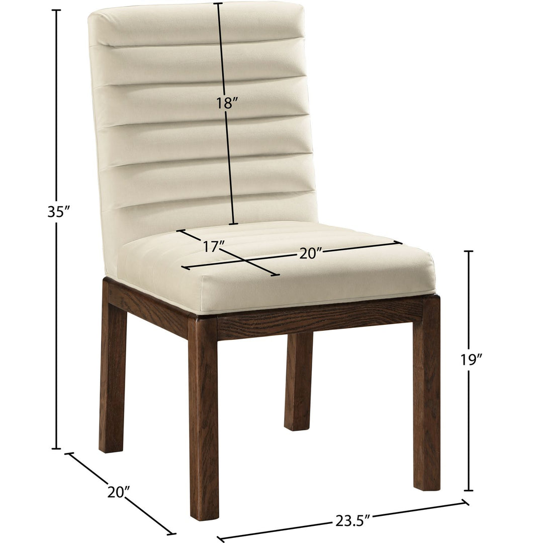 Evelyn Velvet Upholstered Dining Chair — Cream / Stained Walnut