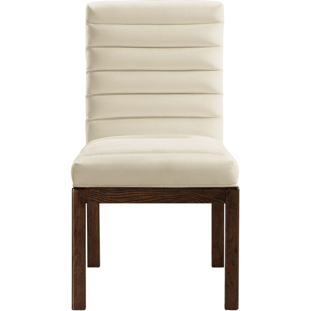 Evelyn Velvet Upholstered Dining Chair — Cream / Stained Walnut