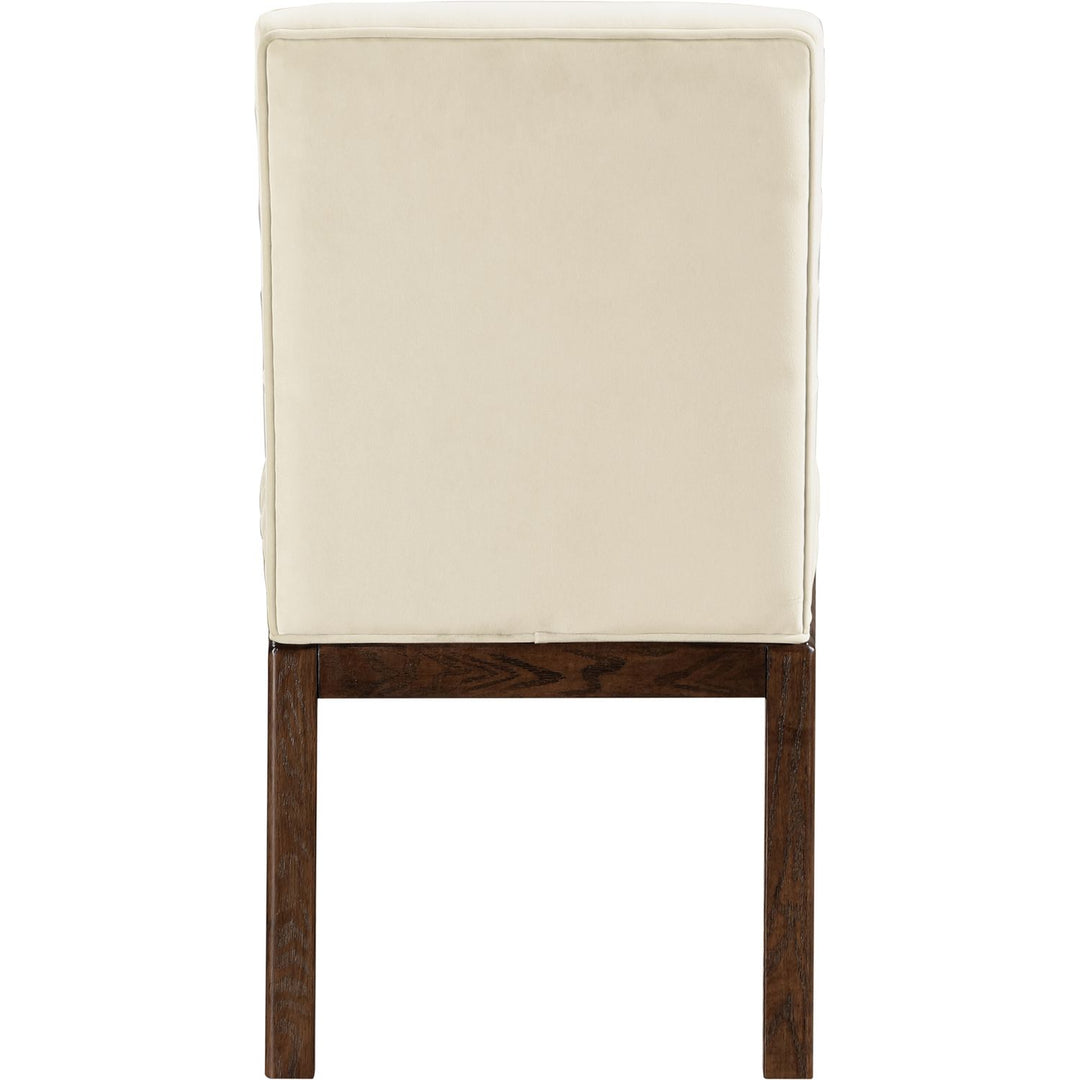Evelyn Velvet Upholstered Dining Chair — Cream / Stained Walnut