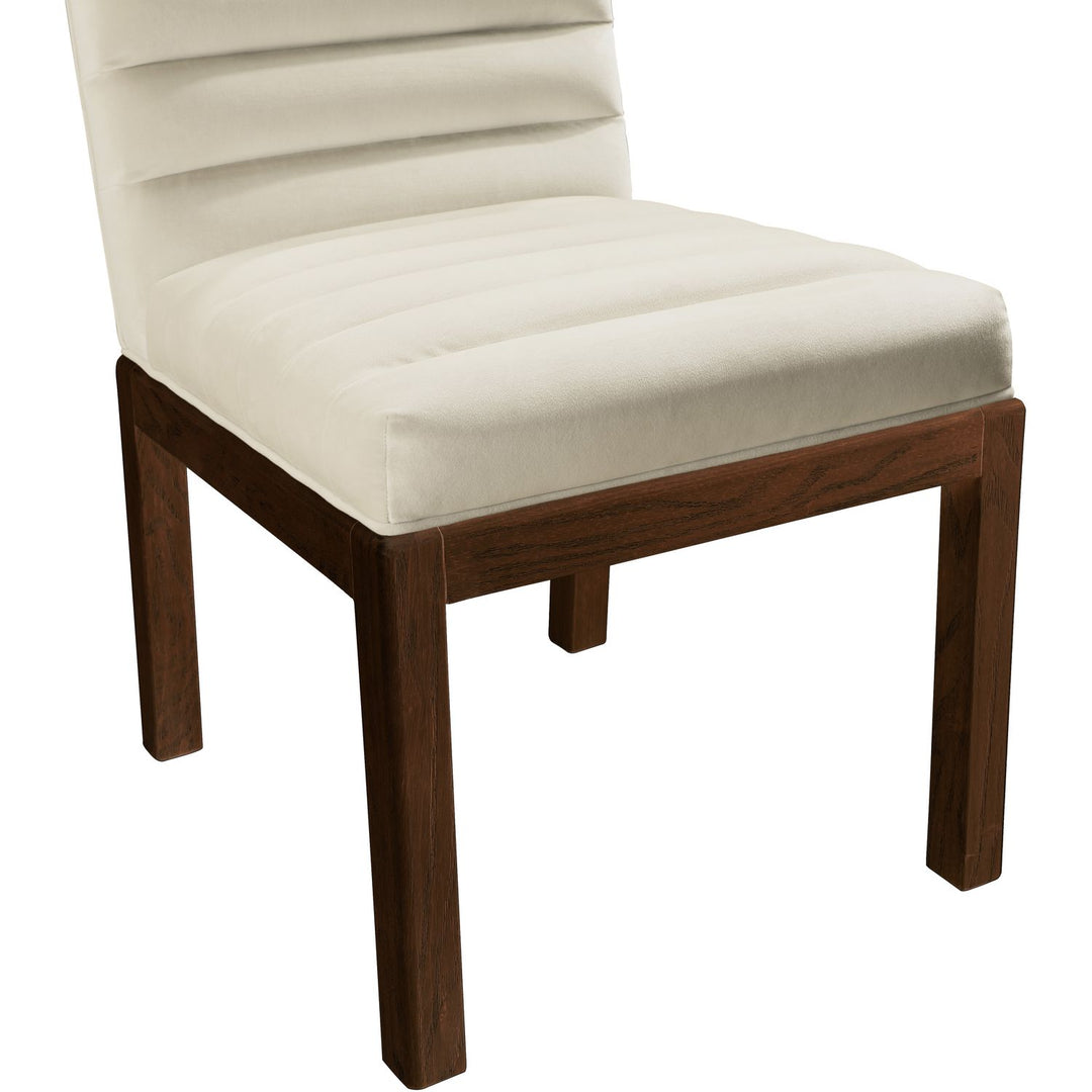 Evelyn Velvet Upholstered Dining Chair — Cream / Stained Walnut