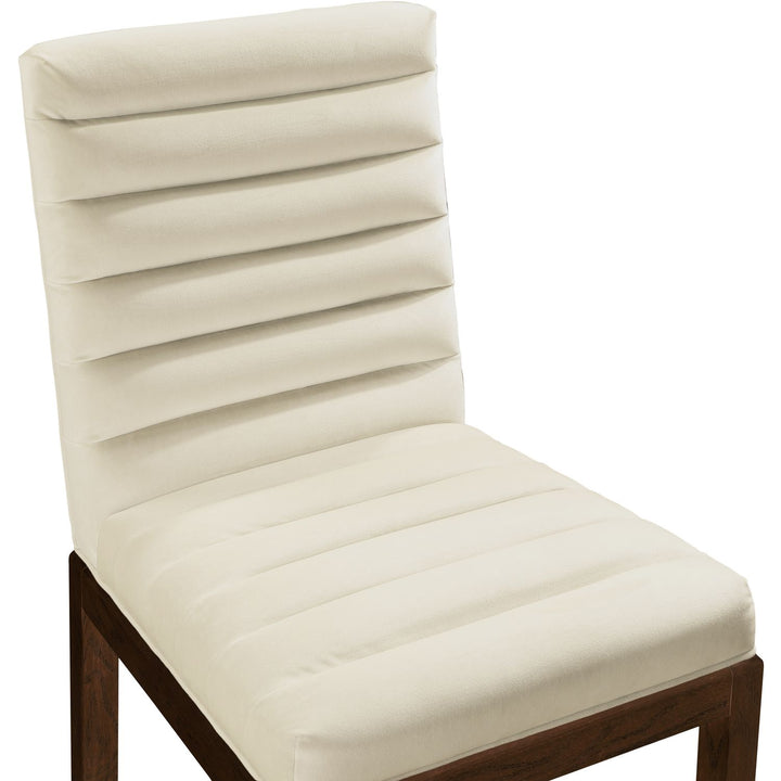 Evelyn Velvet Upholstered Dining Chair — Cream / Stained Walnut